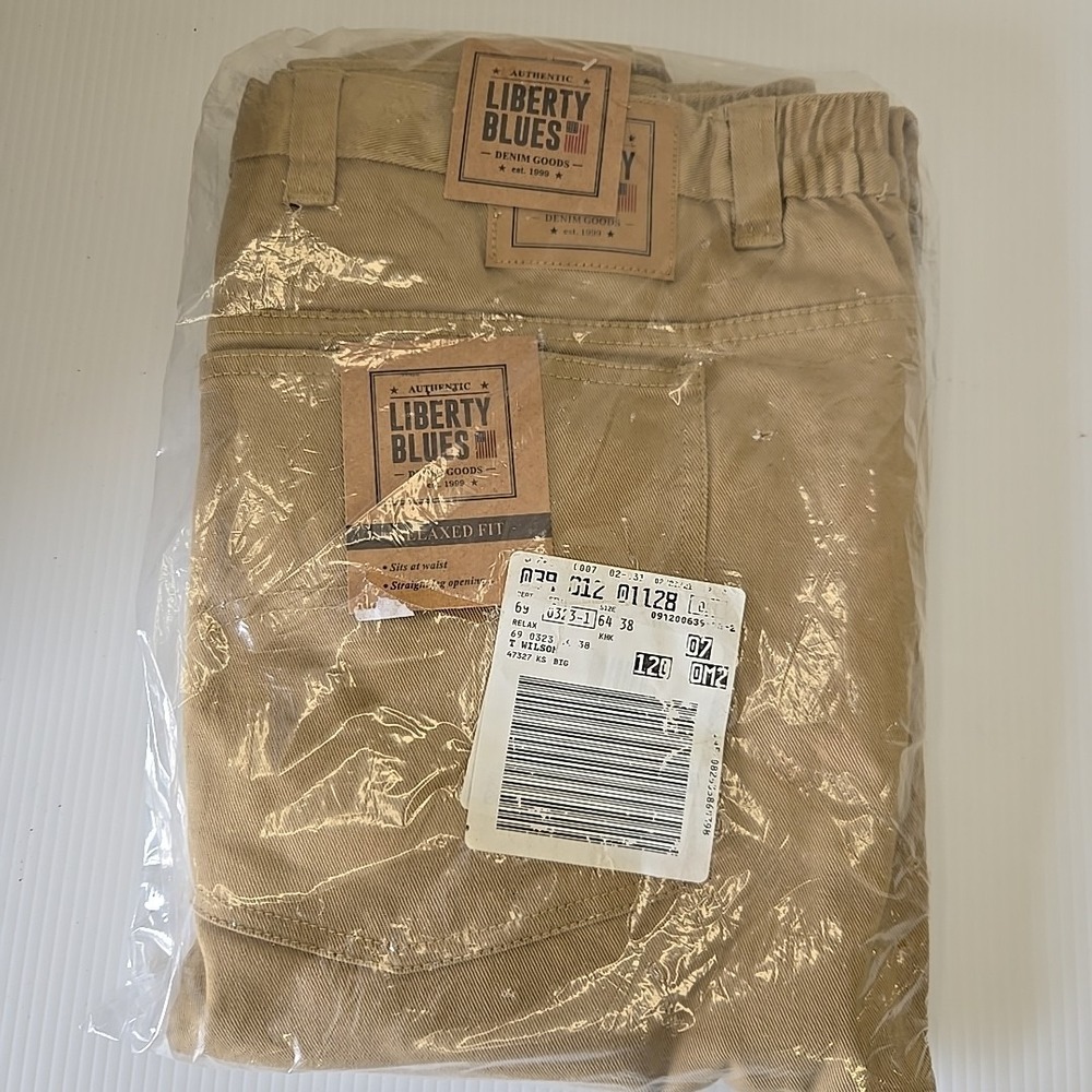 Liberty Blues Jeans Size 64x38 Wide Leg Side Elastic Khaki  NWT